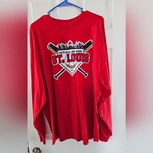 Gildan Mens, 2XL Red Long Sleeve St. Louis Tee